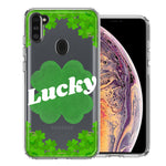 Samsung Galaxy A11 Lucky St Patrick's Day Shamrock Green Clovers Double Layer Phone Case Cover