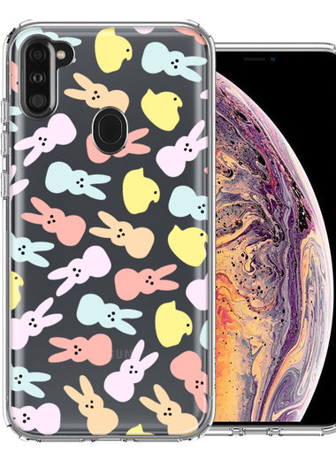 Samsung Galaxy A11 Pastel Easter Polkadots Bunny Chick Candies Double Layer Phone Case Cover