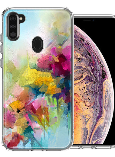 For Samsung Galaxy A11 Watercolor Flowers Abstract Spring Colorful Floral Painting Phone Case Cover