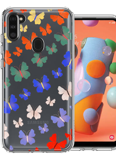Samsung Galaxy A11 Colorful Butterflies Design Double Layer Phone Case Cover