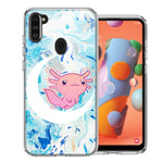 Samsung Galaxy A11 Pink Axolotl Moon Mable Design Double Layer Phone Case Cover