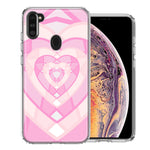 Samsung Galaxy A11 Pink Gem Hearts Design Double Layer Phone Case Cover