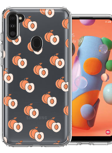 Samsung Galaxy A11 Polka Dot Peaches Design Double Layer Phone Case Cover
