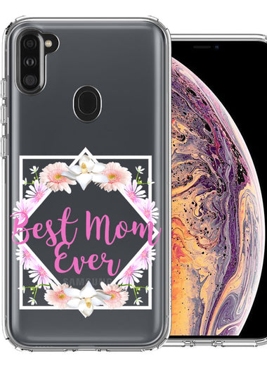 Samsung Galaxy A11 Best Mom Ever Mother's Day Flowers Double Layer Phone Case Cover