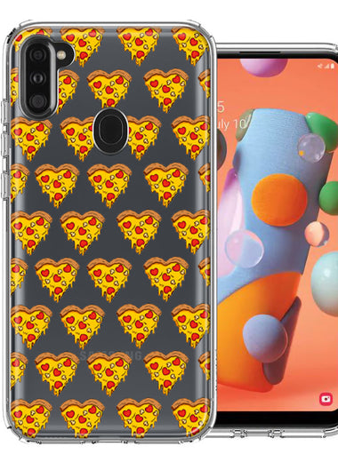Samsung Galaxy A11 Pizza Hearts Polka dots Design Double Layer Phone Case Cover