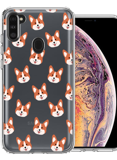 Samsung Galaxy A11 Shiba Inu Polkadots Design Double Layer Phone Case Cover