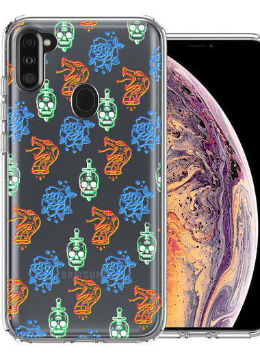 Samsung Galaxy A11 Snakes Skulls Roses Design Double Layer Phone Case Cover