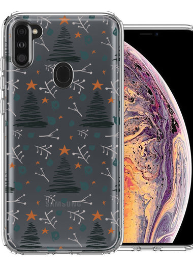 Samsung Galaxy A11 Holiday Christmas Trees Design Double Layer Phone Case Cover