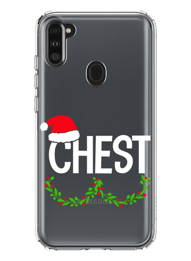 Samsung Galaxy A11 Christmas Funny Ornaments Couples Chest Nuts Hybrid Protective Phone Case Cover