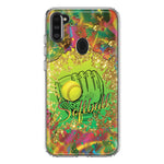 Samsung Galaxy A11 Love Softball Girls Glove Green Tie Dye Swirl Paint Hybrid Protective Phone Case Cover