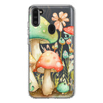 Samsung Galaxy A11 Fairytale Watercolor Mushrooms Pastel Spring Flowers Floral Hybrid Protective Phone Case Cover