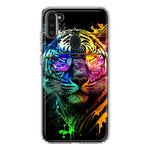 Samsung Galaxy A11 Neon Rainbow Swag Tiger Hybrid Protective Phone Case Cover