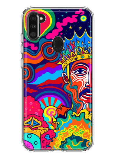 Samsung Galaxy A11 Neon Rainbow Psychedelic Indie Hippie Indie King Hybrid Protective Phone Case Cover