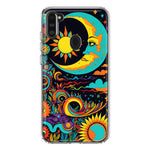 Samsung Galaxy A11 Neon Rainbow Psychedelic Indie Hippie Indie Moon Hybrid Protective Phone Case Cover