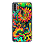 Samsung Galaxy A11 Neon Rainbow Psychedelic Indie Hippie Sunflowers Hybrid Protective Phone Case Cover