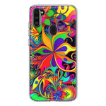 Samsung Galaxy A11 Neon Rainbow Psychedelic Hippie Wild Flowers Hybrid Protective Phone Case Cover