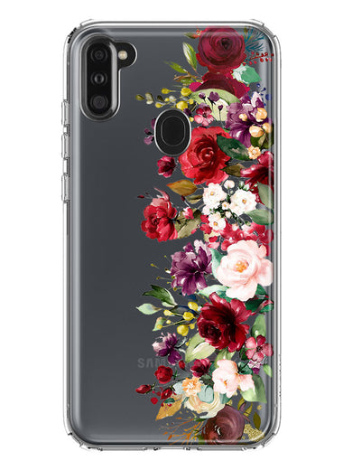 Samsung Galaxy A11 Red Summer Watercolor Floral Bouquets Ruby Flowers Hybrid Protective Phone Case Cover