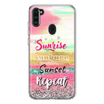 Samsung Galaxy A11 Summer Brush Strokes Sunrise Sunburn Sunset Repeat Hybrid Protective Phone Case Cover