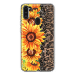 Samsung Galaxy A11 Yellow Summer Sunflowers Brown Leopard Honeycomb Hybrid Protective Phone Case Cover