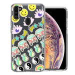 Samsung Galaxy A11 70's Yin Yang Hippie Happy Peace Stars Design Double Layer Phone Case Cover