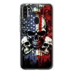 Samsung Galaxy A11 American USA Flag Skulls Blue Red Double Layer Phone Case Cover