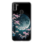 Samsung Galaxy A11 Kawaii Manga Pink Cherry Blossom Full Moon Hybrid Protective Phone Case Cover