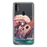 Samsung Galaxy A11 Kawaii Manga Pink Cherry Blossom Japanese Girl Boat Hybrid Protective Phone Case Cover