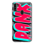 Samsung Galaxy A11 Teal Pink Clear Funny Text Quote Dank Hybrid Protective Phone Case Cover