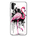 Samsung Galaxy A11 Pink Flamingo Painting Graffiti Hybrid Protective Phone Case Cover