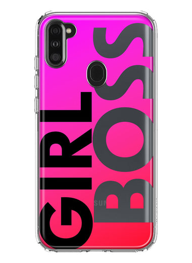 Samsung Galaxy A11 Pink Clear Funny Text Quote Girl Boss Hybrid Protective Phone Case Cover