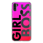 Samsung Galaxy A11 Pink Clear Funny Text Quote Girl Boss Hybrid Protective Phone Case Cover