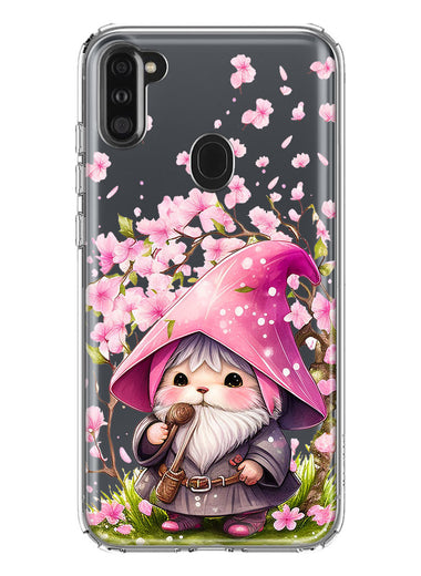 Samsung Galaxy A11 Cute Pink Cherry Blossom Gnome Spring Floral Flowers Double Layer Phone Case Cover