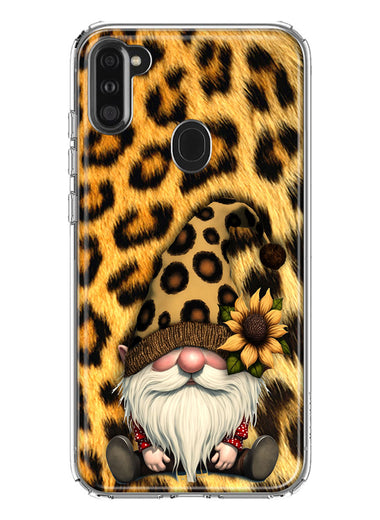 Samsung Galaxy A11 Gnome Sunflower Leopard Hybrid Protective Phone Case Cover