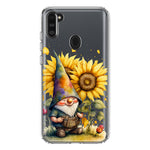 Samsung Galaxy A11 Cute Gnome Sunflowers Clear Hybrid Protective Phone Case Cover