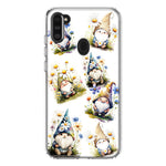 Samsung Galaxy A11 Cute White Blue Daisies Gnomes Hybrid Protective Phone Case Cover