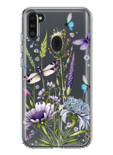 Samsung Galaxy A11 Lavender Dragonfly Butterflies Spring Flowers Hybrid Protective Phone Case Cover