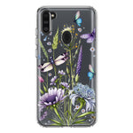 Samsung Galaxy A11 Lavender Dragonfly Butterflies Spring Flowers Hybrid Protective Phone Case Cover