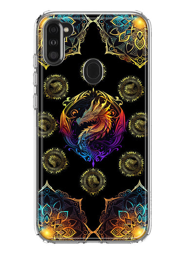 Samsung Galaxy A11 Mandala Geometry Abstract Dragon Pattern Hybrid Protective Phone Case Cover