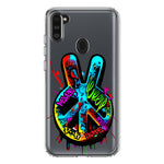 Samsung Galaxy A11 Peace Graffiti Painting Art Hybrid Protective Phone Case Cover