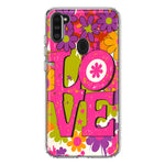 Samsung Galaxy A11 Pink Daisy Love Graffiti Painting Art Hybrid Protective Phone Case Cover