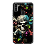 Samsung Galaxy A11 Fantasy Paint Splash Pirate Skull Hybrid Protective Phone Case Cover