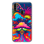 Samsung Galaxy A11 Neon Rainbow Psychedelic Trippy Hippie Bomb Star Dream Hybrid Protective Phone Case Cover