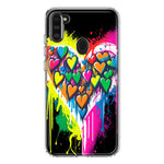 Samsung Galaxy A11 Colorful Rainbow Hearts Love Graffiti Painting Hybrid Protective Phone Case Cover