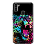 Samsung Galaxy A11 Neon Rainbow Glow Colorful Leopard Hybrid Protective Phone Case Cover