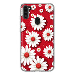 Samsung Galaxy A11 Cute White Red Daisies Polkadots Double Layer Phone Case Cover