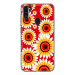 Samsung Galaxy A11 Yellow Sunflowers Polkadot on Red Double Layer Phone Case Cover