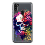 Samsung Galaxy A11 Fantasy Skull Red Purple Roses Hybrid Protective Phone Case Cover