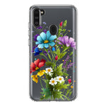 Samsung Galaxy A11 Purple Yellow Red Spring Flowers Floral Hybrid Protective Phone Case Cover