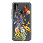 Samsung Galaxy A11 Yellow Purple Spring Flowers Butterflies Floral Hybrid Protective Phone Case Cover