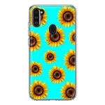 Samsung Galaxy A11 Yellow Sunflowers Polkadot on Turquoise Teal Double Layer Phone Case Cover